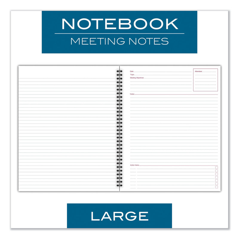 Cambridge Wirebound Guided Meeting Notes Notebook, 1 Subject, Meeting-Minutes/Notes Format, Dark Gray Cover, 11 x 8.25, 80 Sheets