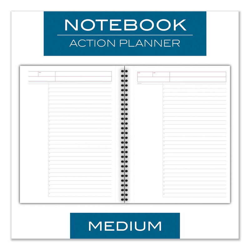 Cambridge Wirebound Guided Action Planner Notebook, 1 Subject, Project-Management Format, Gray Cover, 9.5 x 7.5, 80 Sheets