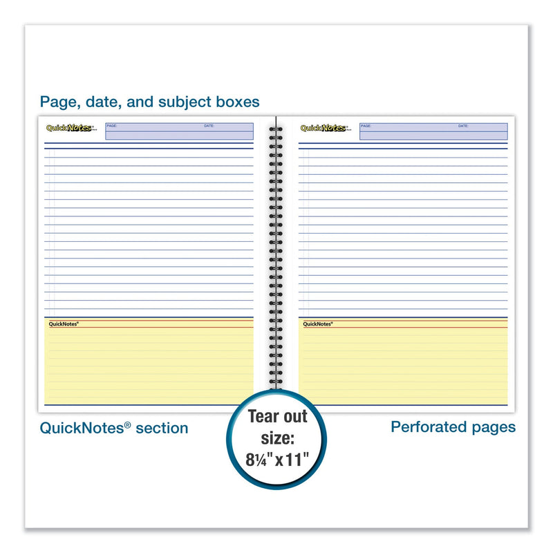 Cambridge Wirebound Guided QuickNotes Notebook, 1 Subject, List-Management Format, Dark Gray Cover, 11 x 8.5, 80 Sheets