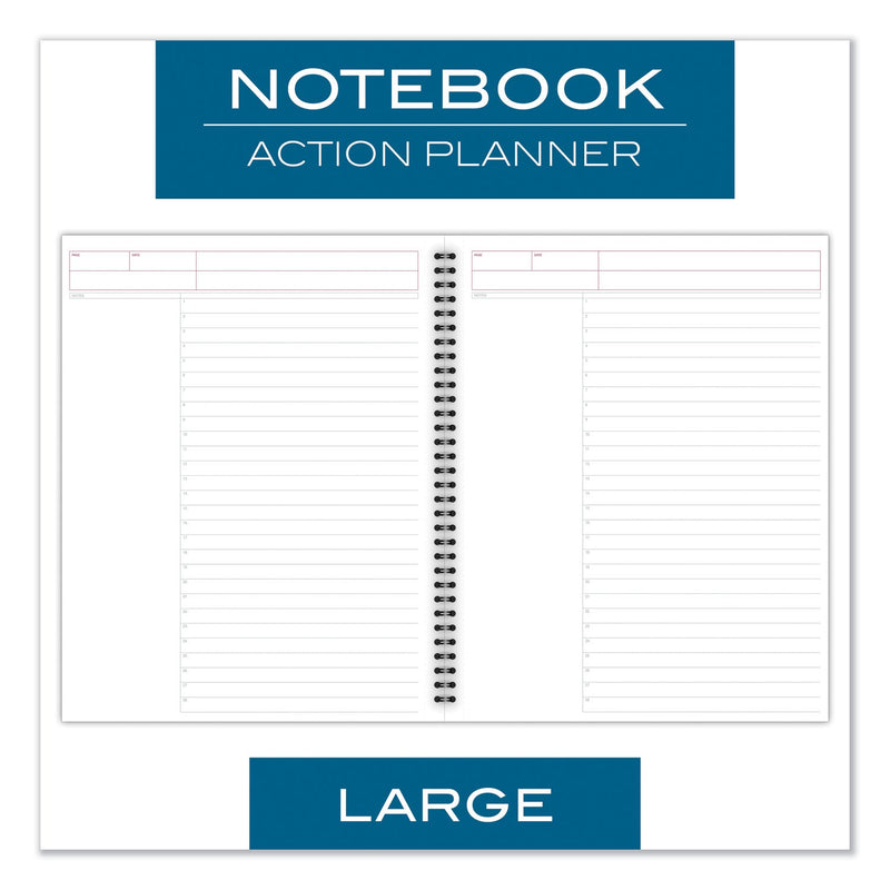 Cambridge Wirebound Guided Action Planner Notebook, 1-Subject, Project-Management Format, Gray Cover, 11 x 8.5, 80 Sheets