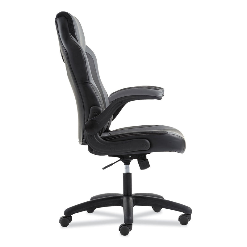 Sadie 9-One-One High-Back Racing Style Chair with Flip-Up Arms, Supports Up to 225 lb, Black Seat, Gray Back, Black Base