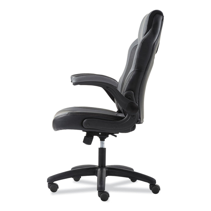 Sadie 9-One-One High-Back Racing Style Chair with Flip-Up Arms, Supports Up to 225 lb, Black Seat, Gray Back, Black Base