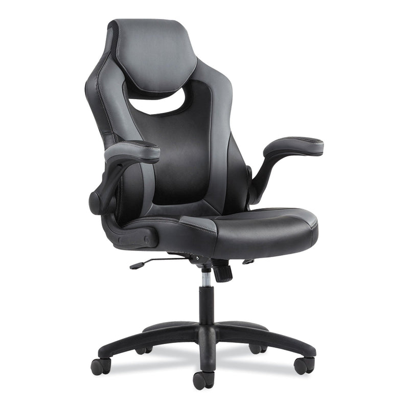 Sadie 9-One-One High-Back Racing Style Chair with Flip-Up Arms, Supports Up to 225 lb, Black Seat, Gray Back, Black Base