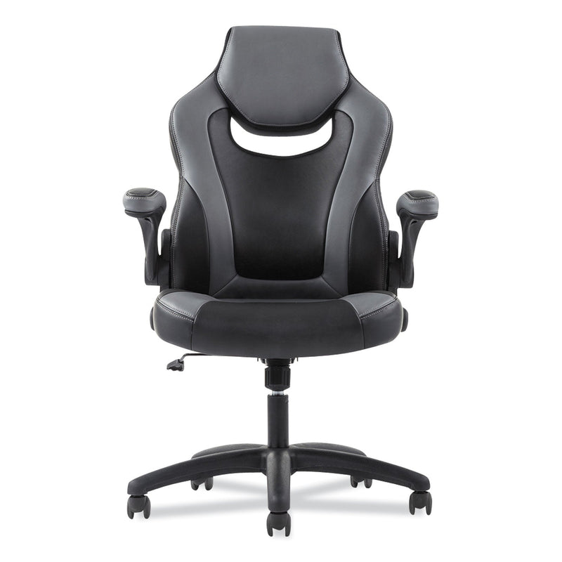 Sadie 9-One-One High-Back Racing Style Chair with Flip-Up Arms, Supports Up to 225 lb, Black Seat, Gray Back, Black Base