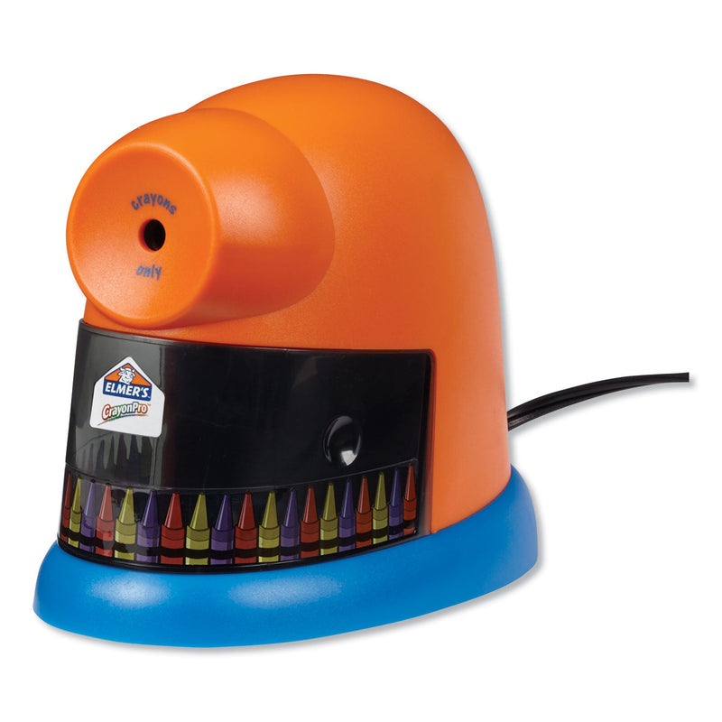 Elmer's CrayonPro Electric Sharpener, School Version, AC-Powered, 5.63 x 8.75 x 7.13, Orange/Blue
