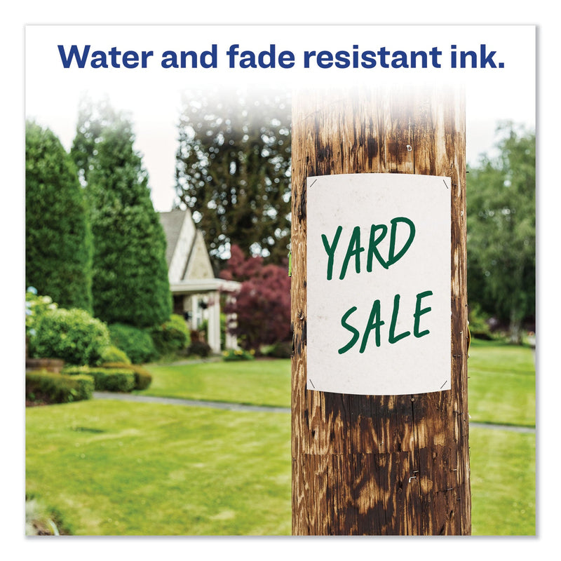 Avery MARKS A LOT Regular Desk-Style Permanent Marker, Broad Chisel Tip, Green, Dozen (7885)