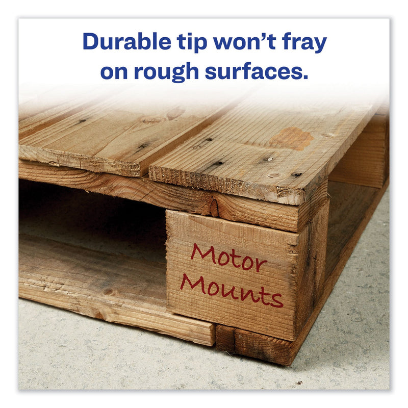 Avery MARKS A LOT Regular Desk-Style Permanent Marker, Broad Chisel Tip, Red, Dozen (7887)