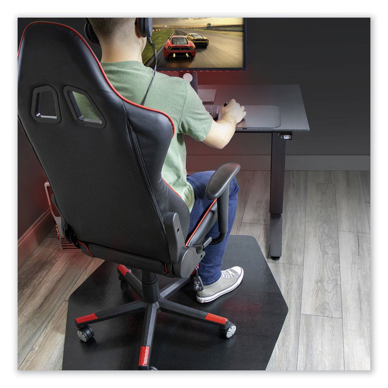 ES Robbins Game Zone Chair Mat, For Hard Floor/Medium Pile Carpet, 42 x 46, Black