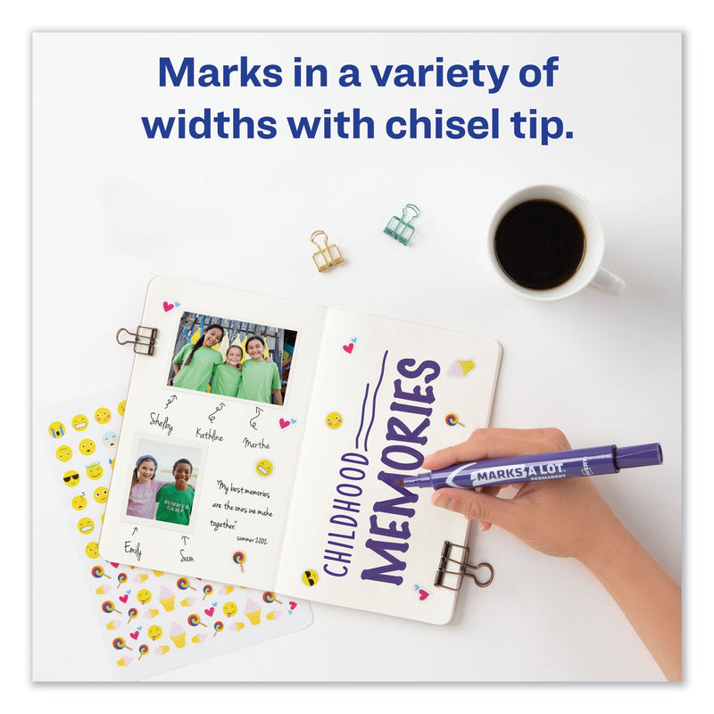 Avery MARKS A LOT Large Desk-Style Permanent Marker, Broad Chisel Tip, Purple, Dozen (8884)