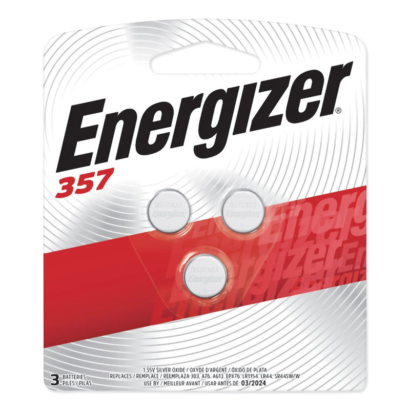 Energizer 357/303 Silver Oxide Button Cell Battery, 1.5 V, 3/Pack