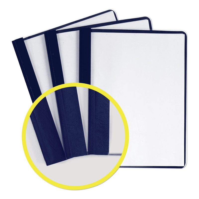 Avery Durable Clear Front Report Cover, Prong Fastener, 0.13" Capacity, 8.5 x 11, Clear/Blue, 25/Box