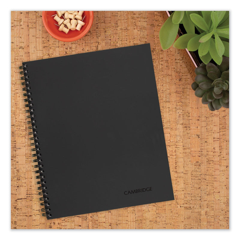 Cambridge Wirebound Business Notebook, 1 Subject, Wide/Legal Rule, Black Linen Cover, 9.5 x 6.63, 80 Sheets
