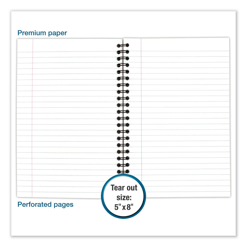 Cambridge Wirebound Business Notebook, 1 Subject, Wide/Legal Rule, Black Cover, 8 x 5, 80 Sheets