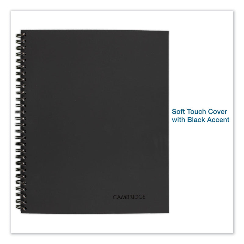 Cambridge Wirebound Business Notebook, 1 Subject, Wide/Legal Rule, Black Linen Cover, 9.5 x 6.63, 80 Sheets