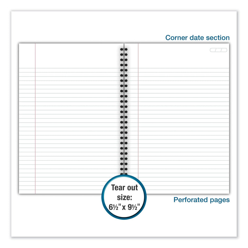 Cambridge Wirebound Business Notebook, 1 Subject, Wide/Legal Rule, Black Linen Cover, 9.5 x 6.63, 80 Sheets