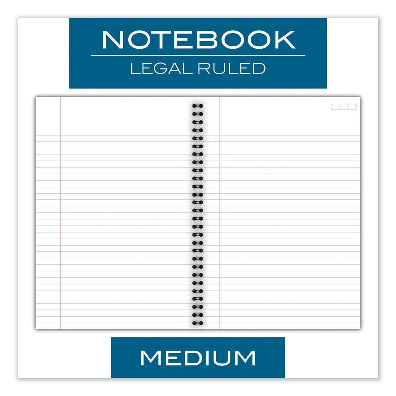 Cambridge Wirebound Business Notebook, 1 Subject, Wide/Legal Rule, Black Linen Cover, 9.5 x 6.63, 80 Sheets
