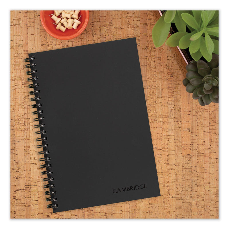 Cambridge Wirebound Business Notebook, 1 Subject, Wide/Legal Rule, Black Cover, 8 x 5, 80 Sheets