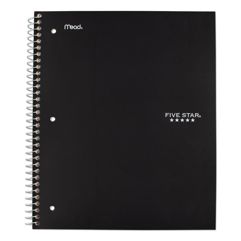 Five Star Wirebound Notebook, 1 Subject, Medium/College Rule, Black Cover, 11 x 8.5, 100 Sheets