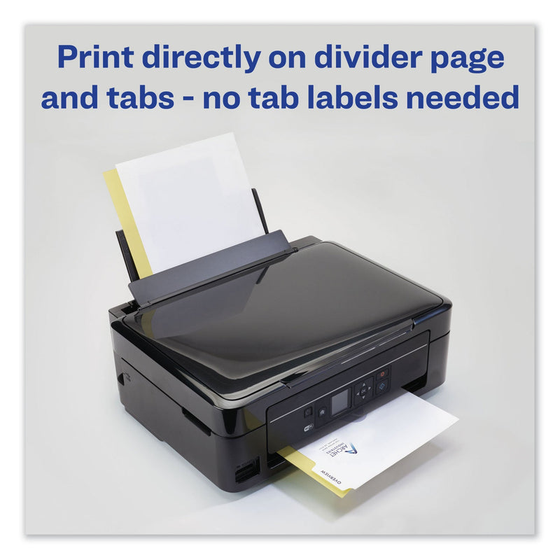 Avery Customizable Print-On Dividers, 3-Hole Punched, 8-Tab, 11 x 8.5, White, 5 Sets