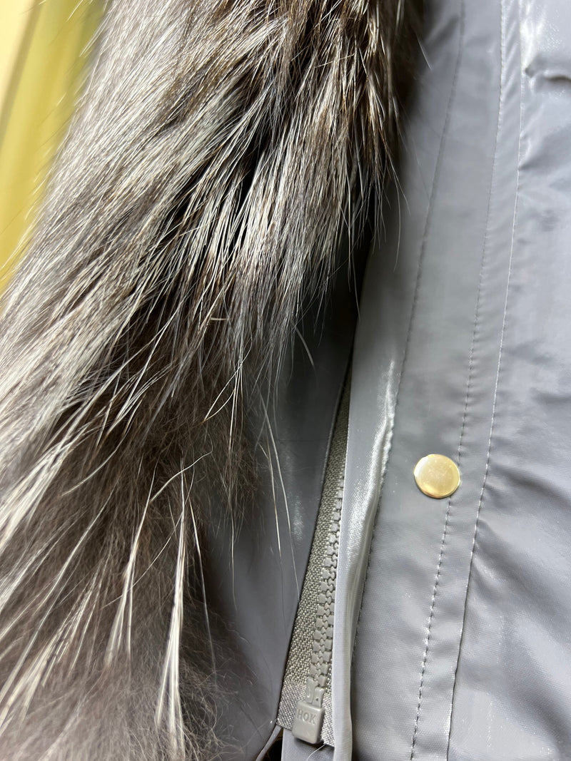 Genuine Silver Fox Fully Lined Hood Rabbit Insulated Parka