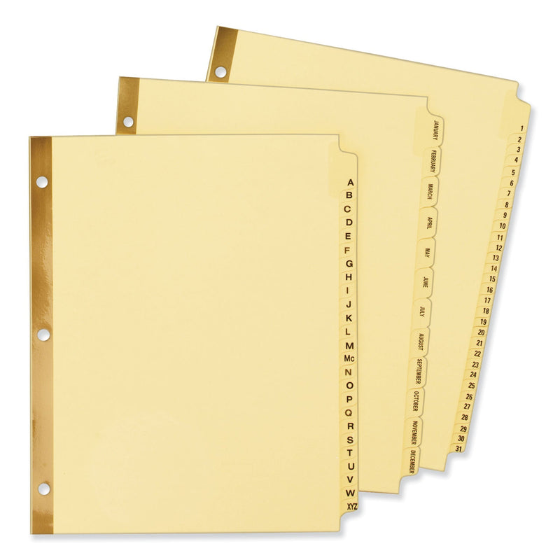 Avery Preprinted Laminated Tab Dividers with Gold Reinforced Binding Edge, 31-Tab, 1 to 31, 11 x 8.5, Buff, 1 Set