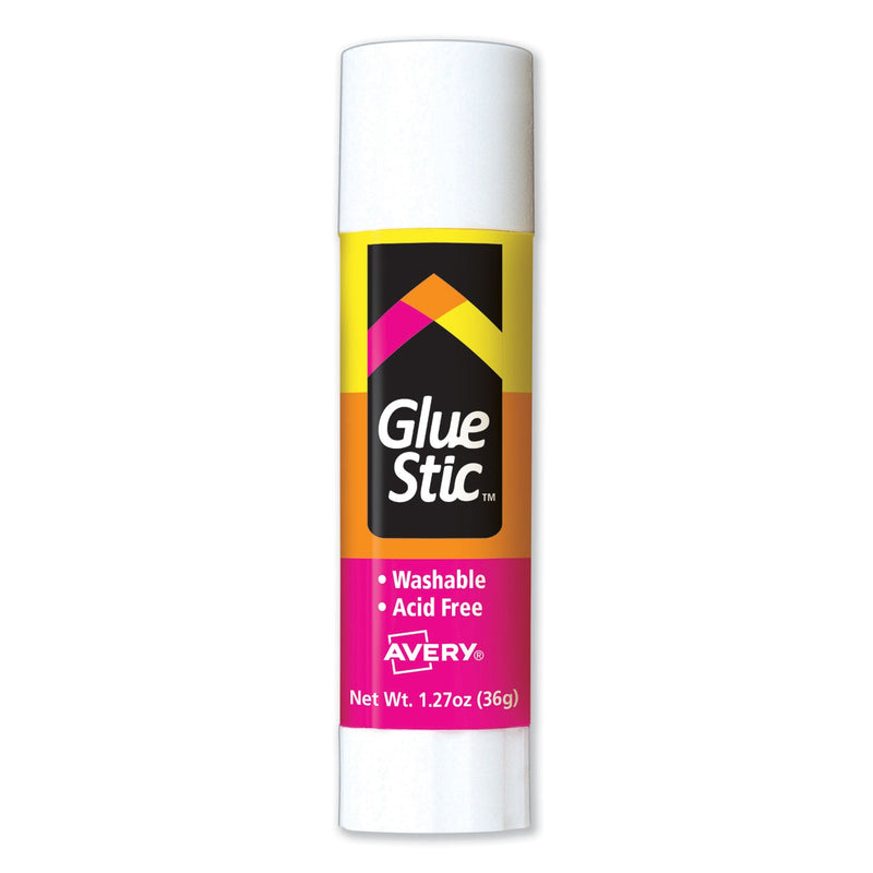 Avery Permanent Glue Stic Value Pack, 1.27 oz, Applies White, Dries Clear, 6/Pack