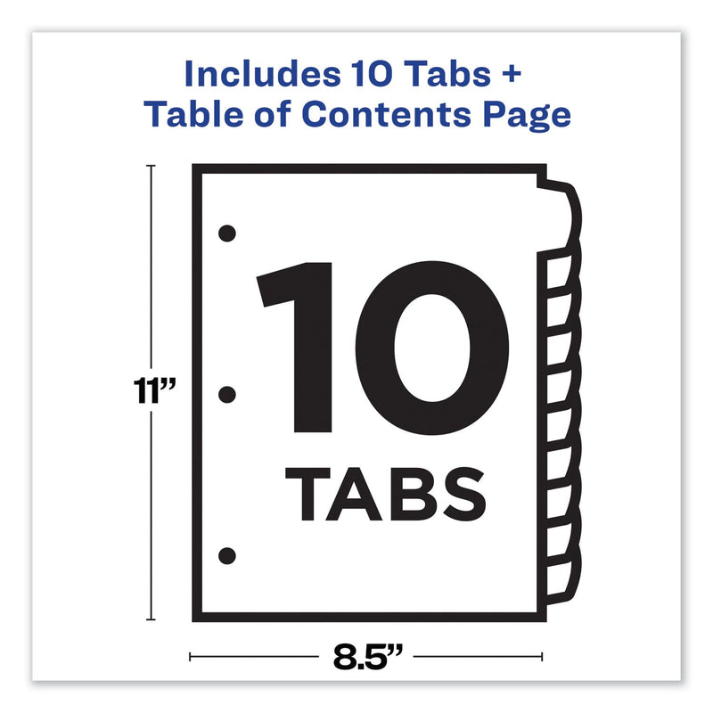 Avery Customizable TOC Ready Index Black and White Dividers, 10-Tab, 1 to 10, 11 x 8.5, 1 Set
