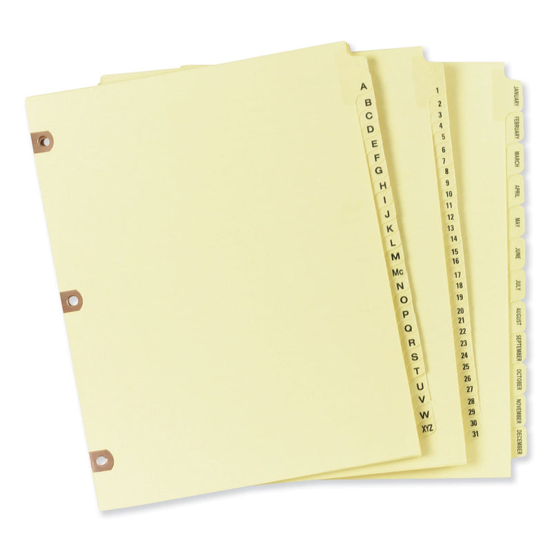 Avery Preprinted Laminated Tab Dividers with Copper Reinforced Holes, 12-Tab, Jan. to Dec., 11 x 8.5, Buff, 1 Set