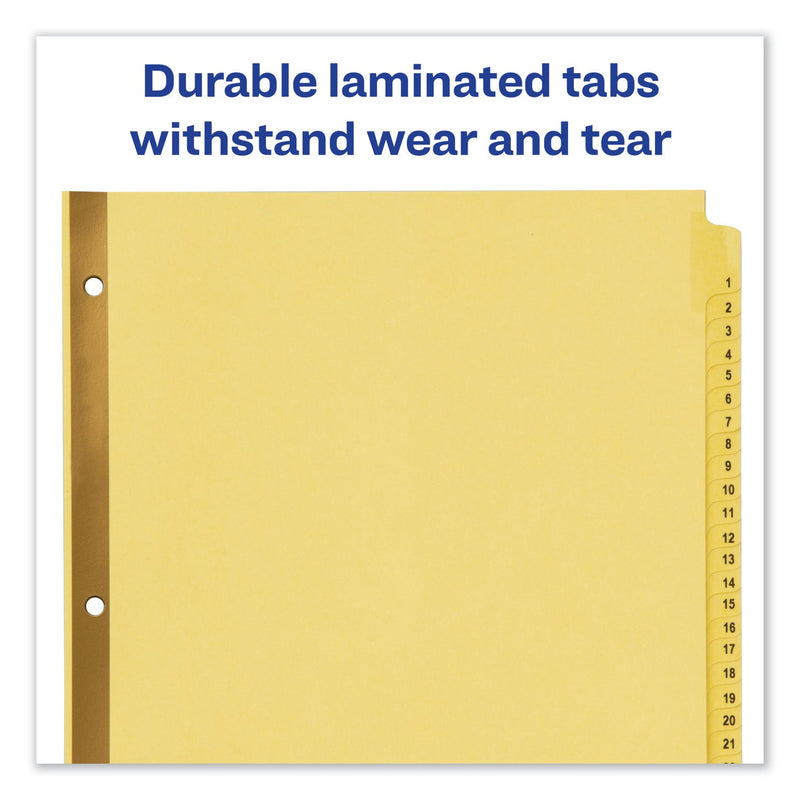 Avery Preprinted Laminated Tab Dividers with Gold Reinforced Binding Edge, 31-Tab, 1 to 31, 11 x 8.5, Buff, 1 Set