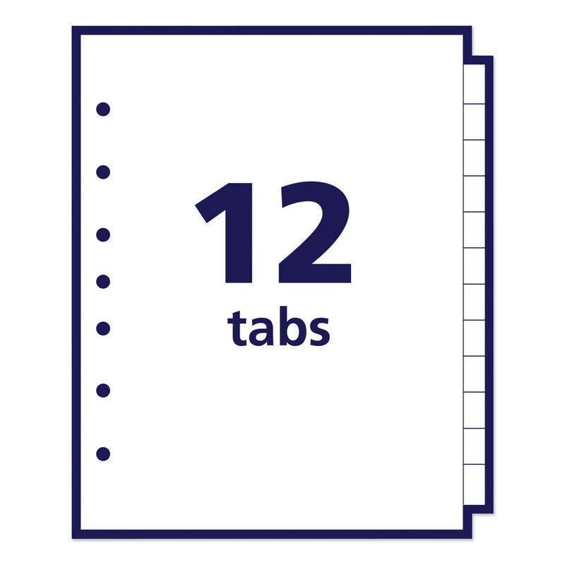 Avery Preprinted Tab Dividers, 12-Tab, A to Z, 8.5 x 5.5, White, 1 Set