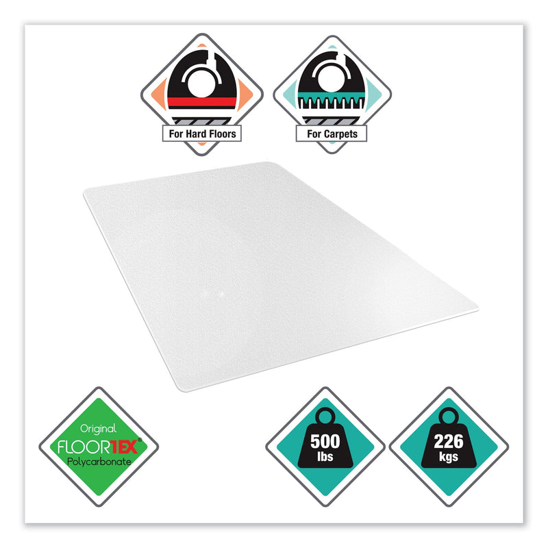 Floortex Cleartex MegaMat Heavy-Duty Polycarbonate Mat for Hard Floor/All Carpet, 46 x 60, Clear