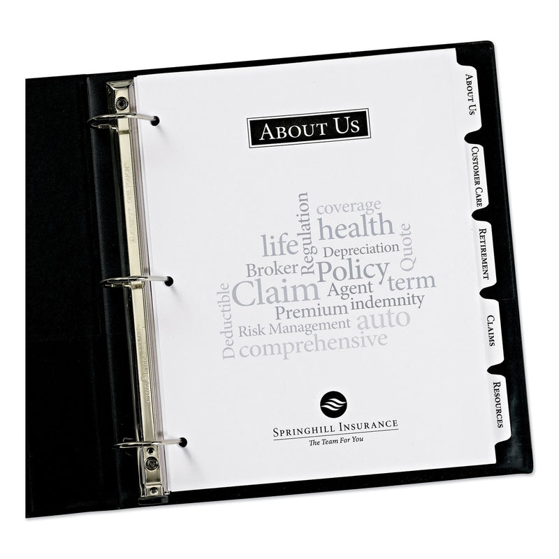 Avery Customizable Print-On Dividers, 3-Hole Punched, 5-Tab, 11 x 8.5, White, 5 Sets
