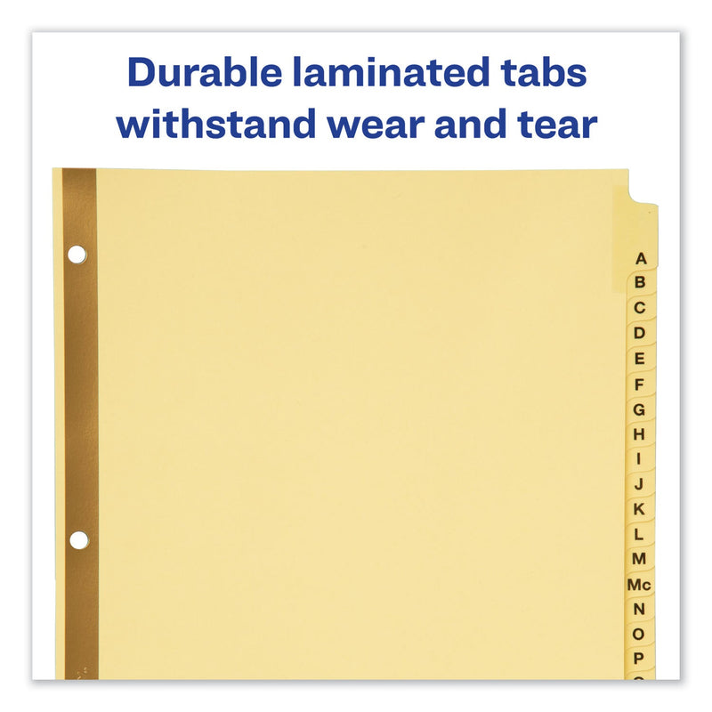 Avery Preprinted Laminated Tab Dividers with Gold Reinforced Binding Edge, 25-Tab, A to Z, 11 x 8.5, Buff, 1 Set