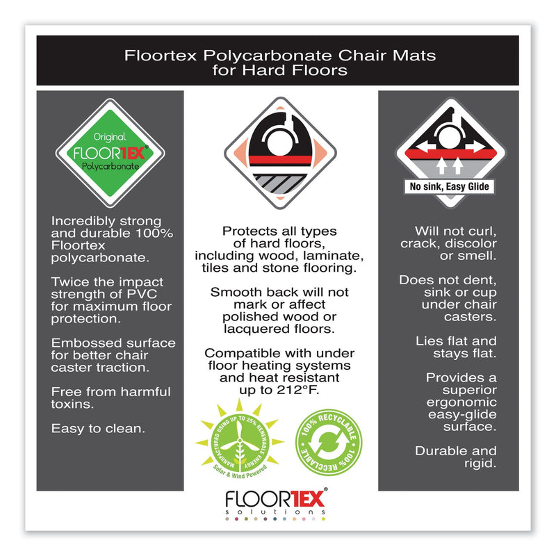 Floortex Cleartex Ultimat Polycarbonate Chair Mat for Hard Floors, 48 x 60, Clear