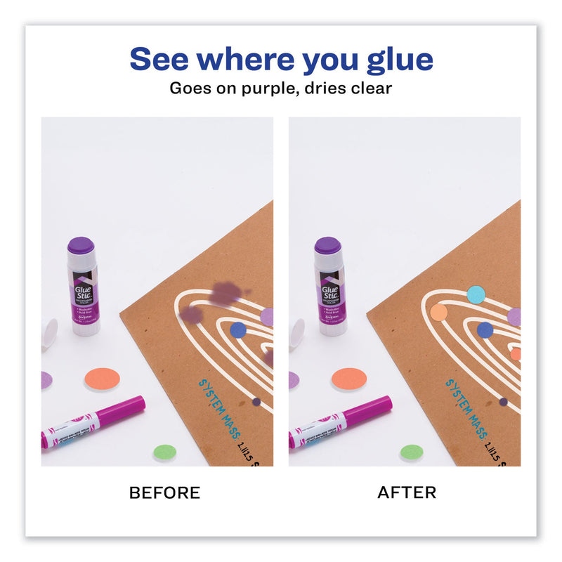 Avery Permanent Glue Stic, 1.27 oz, Applies Purple, Dries Clear