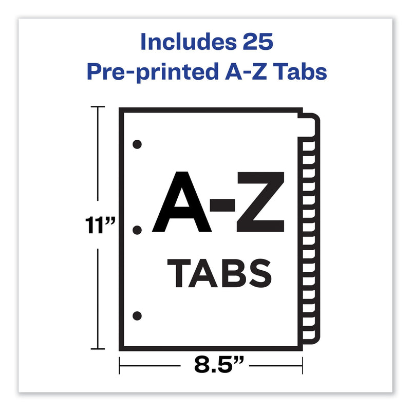 Avery Preprinted Laminated Tab Dividers with Copper Reinforced Holes, 25-Tab, A to Z, 11 x 8.5, Buff, 1 Set