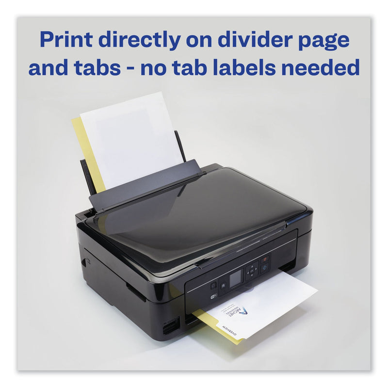 Avery Customizable Print-On Dividers, 3-Hole Punched, 5-Tab, 11 x 8.5, White, 5 Sets