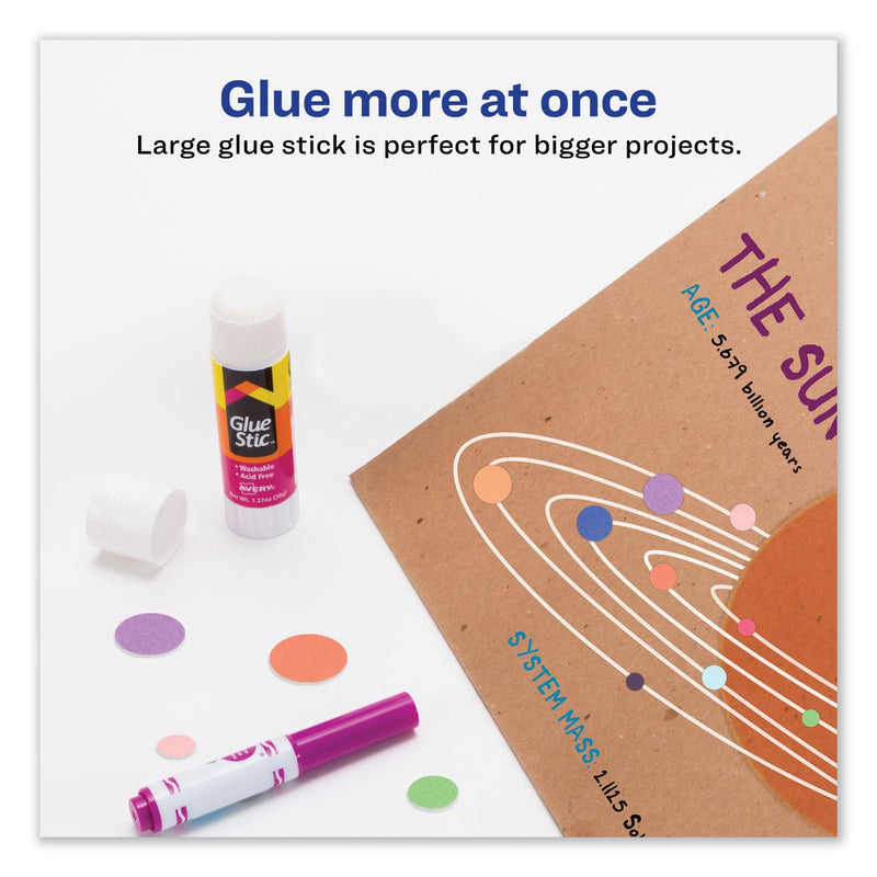 Avery Permanent Glue Stic Value Pack, 1.27 oz, Applies White, Dries Clear, 6/Pack