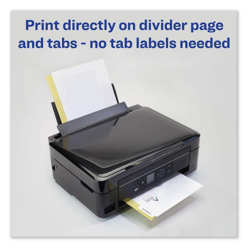 Avery Customizable Print-On Dividers, 3-Hole Punched, 5-Tab, 11 x 8.5, White, 1 Set
