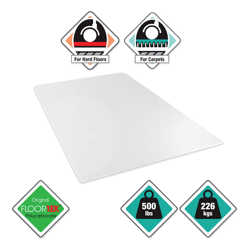 Floortex Cleartex MegaMat Heavy-Duty Polycarbonate Mat for Hard Floor/All Carpet, 46 x 53, Clear