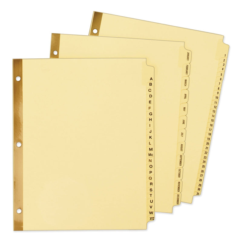 Avery Preprinted Laminated Tab Dividers with Gold Reinforced Binding Edge, 12-Tab, Jan. to Dec., 11 x 8.5, Buff, 1 Set