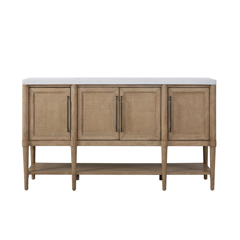Cement Topped Server With Cane Insets - Sand