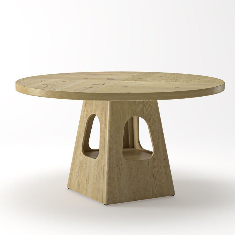 Farmhouse Round Dining Table With Storage Base