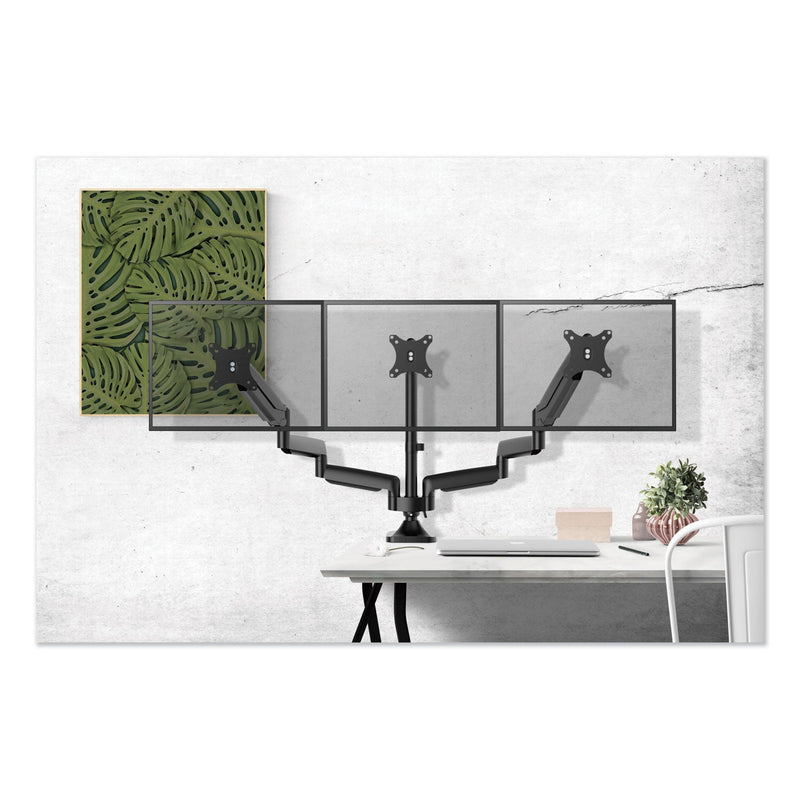 Alera AdaptivErgo Triple Arm with USB for 32" Monitors, 360 deg Rotation, +90/-90 deg Tilt, 90 deg Pan, Black, Supports 15.4 lb