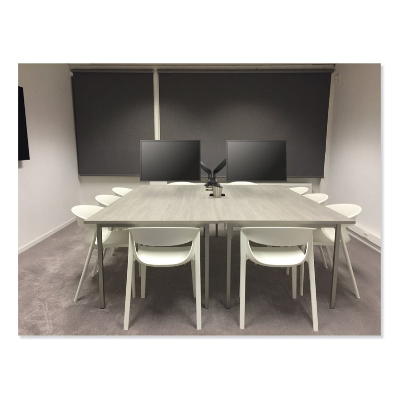 Alera AdaptivErgo Dual Monitor Arm with USB, For 27" Monitors, 180 deg Rotation, 30 deg Tilt, 135 deg Pan, Black, Supports 11 lb