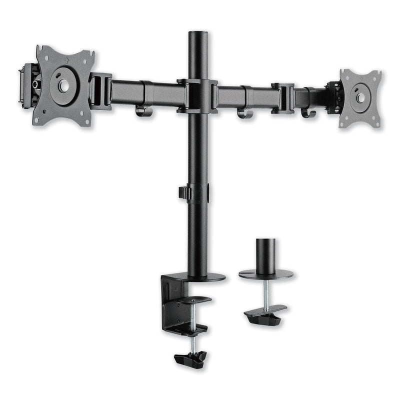 Alera AdaptivErgo Pole-Mounted Dual Monitor Arm for 30" Monitors, 360 deg Rotation, 30 deg Tilt, 360 deg Pan, Black, Supports 22 lb