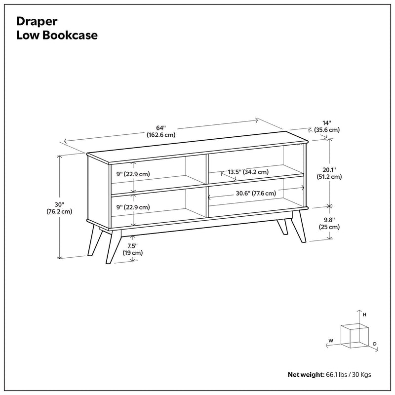 Draper - Handcrafted Low Bookcase