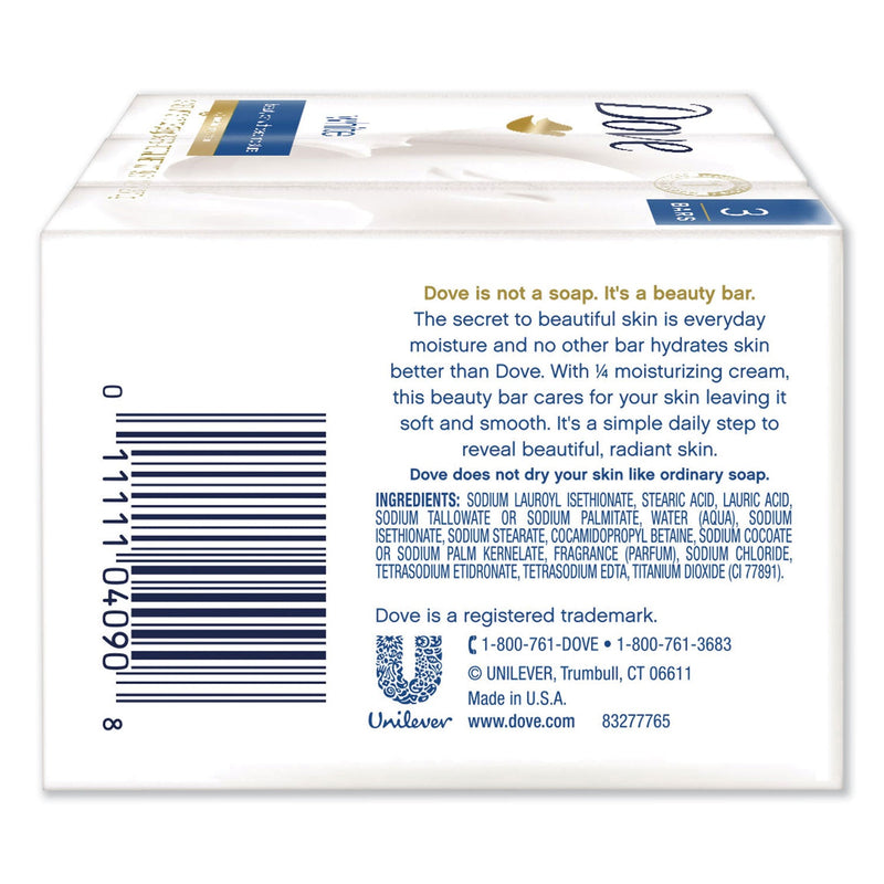 Dove White Beauty Bar, Light Scent, 3.17 oz, 12/Carton