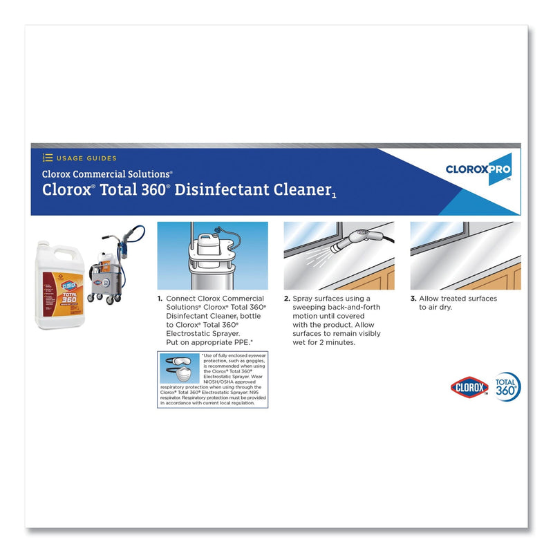 Clorox Total 360 Electrostatic Sprayer, Cart System, Trigger, 1" x 7 ft Hose, Gray