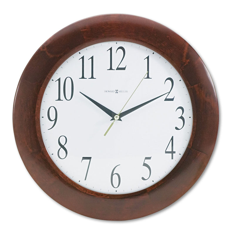Howard Miller Corporate Wall Clock, 12.75" Overall Diameter, Cherry Case, 1 AA (sold separately)